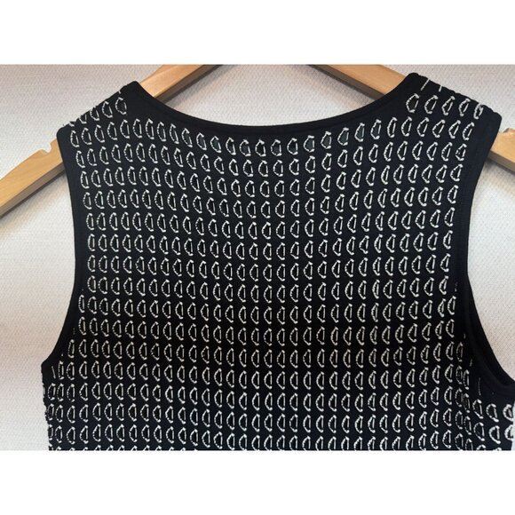 Ann Taylor Women's Tank Top Stretch Size SP Black White Embroidered Sleeveless - Picture 8 of 10